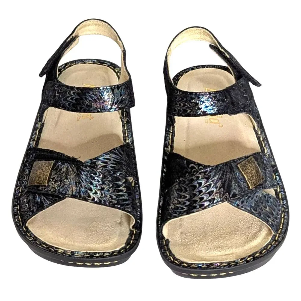 Alegria Lula Leather Adjustable Backstrap Sandals Glam Bam 37 US 7 Wide Width